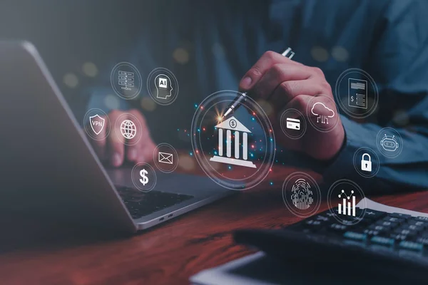 Digital Finance Banking Data Technology Artificial Intelligence Investasi Uang Analisis Stok Foto