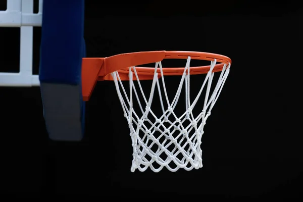 Basketbal Obruč Izolované Černém Pozadí Horizontální Sportovní Plakát Blahopřání Záhlaví — Stock fotografie