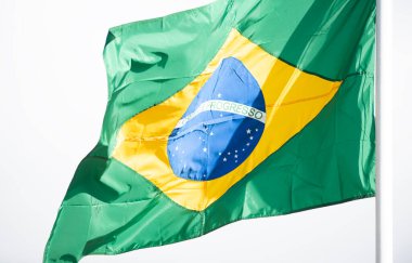 Waving flag of Brazil. Background for app, banner, or mockup