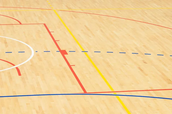Wooden Floor Volleyball Basketball Badminton Futsal Handball Court Light Effect — ストック写真