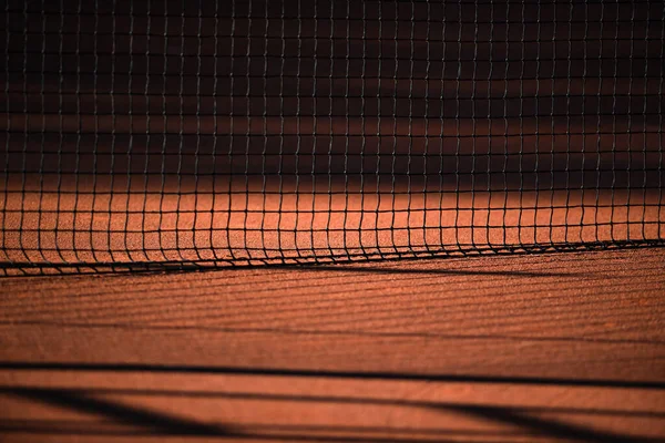 Nahaufnahme Eines Tennisnetzes Horizontales Sport Themenposter Grußkarten Kopfzeilen Website Und — Stockfoto