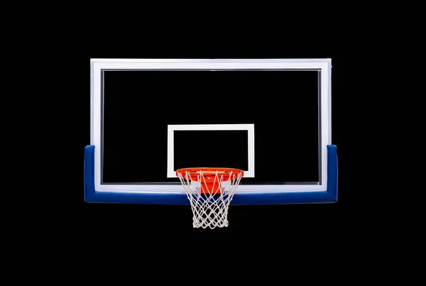 Нова Професійна Баскетбольна Кільцева Клітка Ізольована Чорному Тлі Горизонтальний Плакат — стокове фото