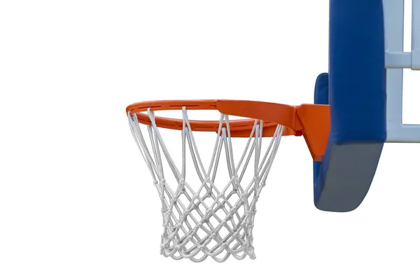 Basketballkorb Mit Netz Isoliert Auf Weißem Hintergrund Mannschaftssportkonzept Horizontales Sport — Stockfoto