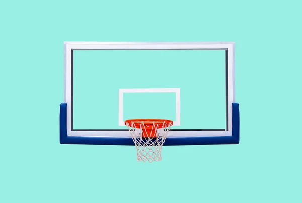 Neuer Professioneller Basketballkorb Isoliert Auf Mintfarbenem Hintergrund Horizontales Sport Themenposter — Stockfoto
