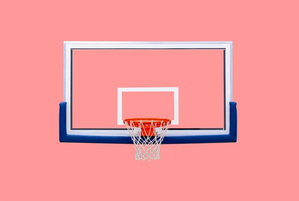 Neuer Professioneller Basketballkorb Isoliert Auf Rosa Hintergrund Horizontales Sport Themenposter — Stockfoto
