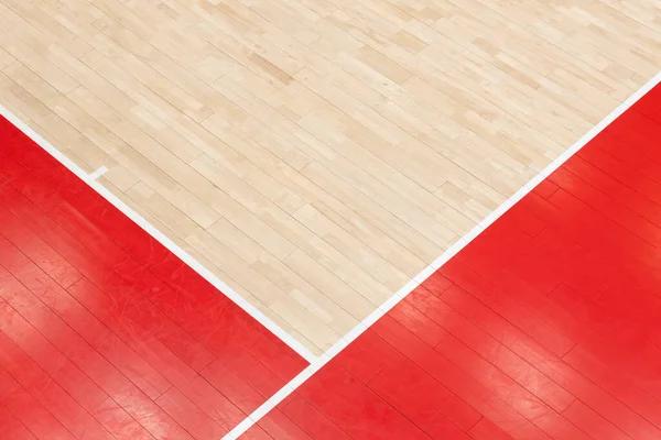 Volleyboll Basket Badminton Futsal Handbollsplan Trägolv Sporthall Med Markeringslinje Trägolv — Stockfoto