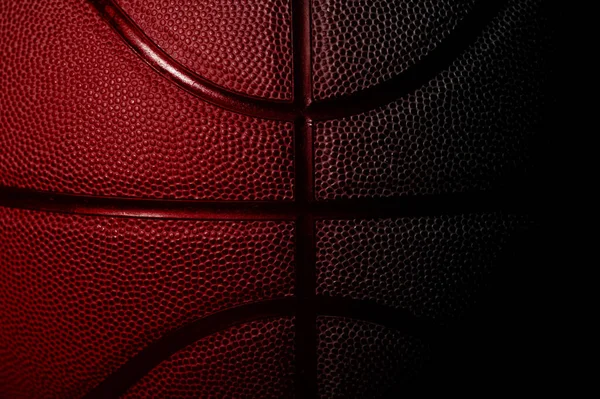 Närbild Detalj Röd Basket Bollen Textur Bakgrund Horisontell Sport Tema — Stockfoto