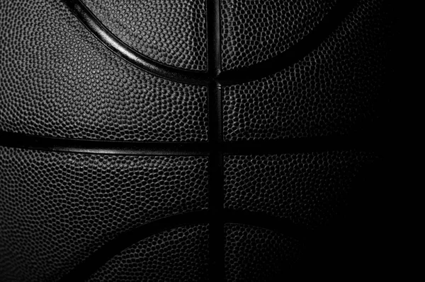 Närbild Detalj Svart Basket Bollen Textur Bakgrund Horisontell Sport Tema — Stockfoto