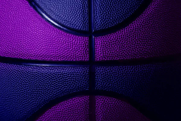 Детализация Фактуры Синего Фиолетового Баскетбольного Мяча Горизонтальный Плакат Спортивной Тематики — стоковое фото