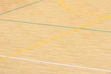 Tahta zemin basketbol, badminton, futsal, hentbol, voleybol, futbol, futbol sahası. Spor salonunun ahşap zemininde ahşap zemin, spor salonu.