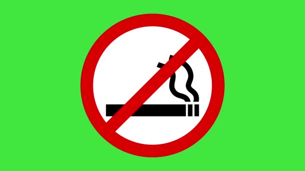 Немає Знаку Куріння Анімація Хром Ключ Зелений Екран — стокове відео