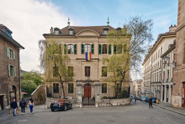 İsviçre 'nin Cenevre şehrinin eski kasaba çevresindeki manzara