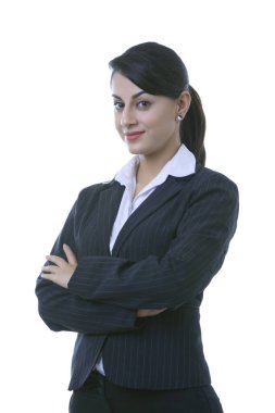 Değişken hareketler yapan iş kadınının birden fazla görüntüsü