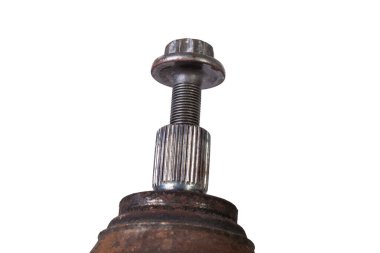 Yedek araba parçası - beyaz izole arka planda tekerlek çekimli CV eklem noktası. Araba servisi için yedek parça kataloğu.