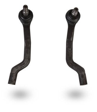 Yepyeni araba topu eklemleri beyaz arka planda izole edilmiş. Direksiyon merkeziyle süspansiyon kolunu birleştiren montaj, küresel yönlü..