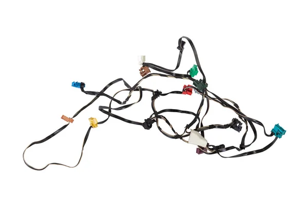 Cavo Fili Opacizzati Diversi Colori Con Connettori Nel Cablaggio Elettrico — Foto Stock