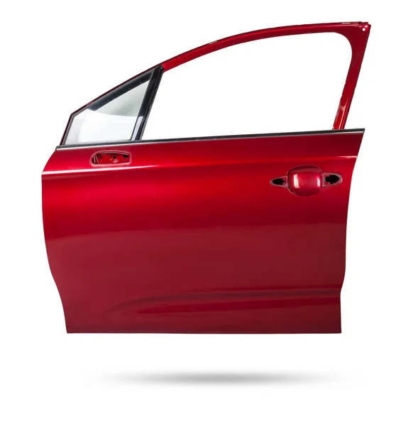 Die Rote Autotür Auf Weißem Hintergrund Karosseriereparatur Von Fahrzeugen Einer — Stockfoto