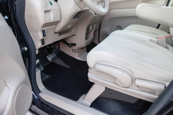 Clean Car Floor Mats Black Carpet Front Driver Seat Workshop — Stock Photo, Image