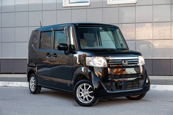 stock image Pavlodar, Kazakhstan - 08.03.2022: Honda N-Box kei car exterior view in the urban style backgound jo the big city.