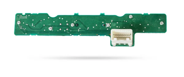 Grönt Kretskort Med Transistorer Och Mikrochips För Att Styra Olika — Stockfoto