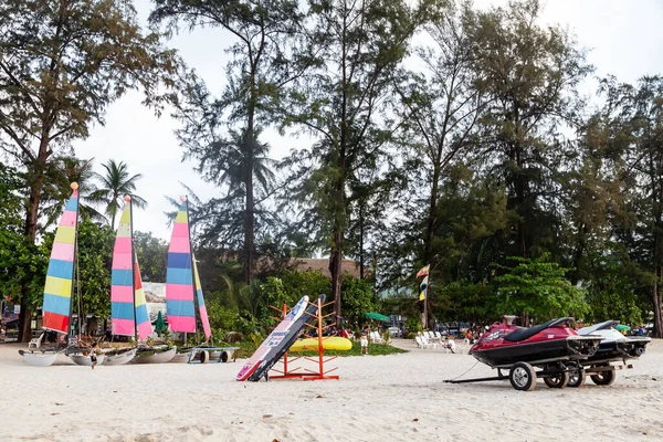 stock image Thailand, Patong - 03.27.23: Jet skis and catamarans for the rest of tourists on the beach patong thailand phuket.