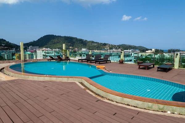 Pool Roof Hotel Terrace Patong Beach Phuket Island Thailand Stock Photo