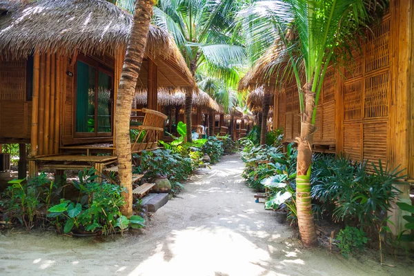 stock image heavenly vacation on phi phi don island in thailand in a hotel with bamboo bungalow among palm trees