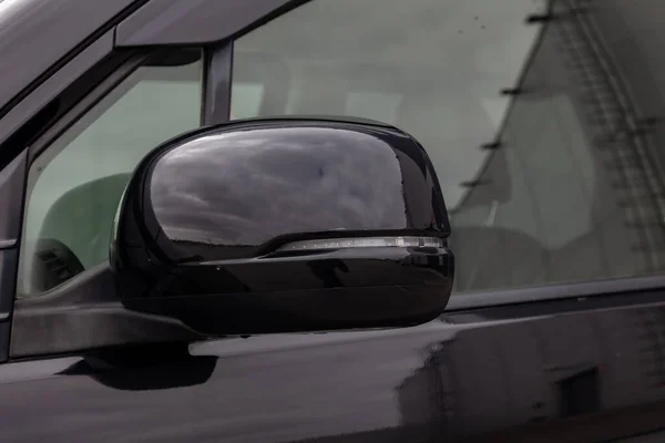 Close Side Left Mirror Led Turn Signal Window Car Body — Stock Photo, Image