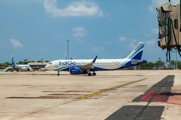 Thailand Phuket Passagiersvliegtuig Airbus A320 Neo Indiaanse Luchtvaartmaatschappijen Indigo Luchthaven Stockafbeelding
