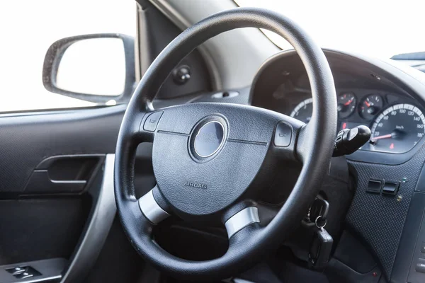 Interior View Steeering Wheel Dashboard Luxury Very Expensive New White Stock Picture