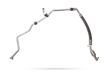 Soğutucu sağlamak için klima hortumu ya da beyaz izole bir zemin üzerinde soğutma havası ya da ısıtılmış araba ve kamyonlar için yağ sağlamak için. Otomatik parçalar kataloğu.