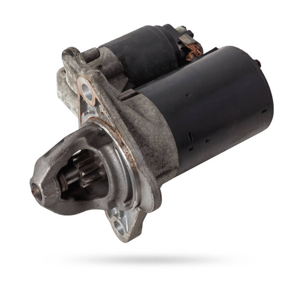 Запуск двигателя внутреннего сгорания Новая запчасть для автомобиля на белом фоне. Каталог запасных частей.
