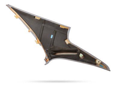 Gri ön sütun kaplaması - arabanın iç kısmı ve beyaz izole arka plan elementi. Otomobil servis endüstrisi. Yedek parça kataloğu.