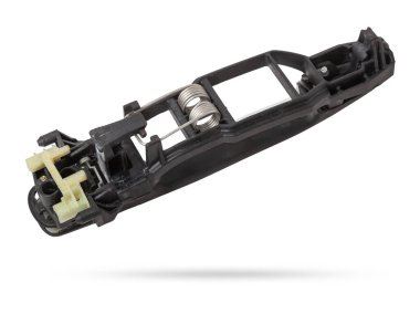 Beyaz izole edilmiş bir arka planda arabadan kapı açmak için yedek parça ve vücut öğesi. Otomobil hizmet endüstrisi.