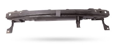 Arabanın arkası için demir sertleştirici. Siyah gövde. Tampon güçlendiricisinin yedek parçası. Otomobil servisinde ya da garajda satılık ya da kurulum ekipmanları. Otomobil parçaları kataloğu.