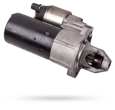 İçten yanmalı motorun yeni yedek parçası beyaz arka planda. Yedek parça kataloğu.