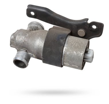 Beyaz izole arka planda araba motoru için boş hava vanası. Web siteleri ve yazdırma için yedek parça kataloğu.