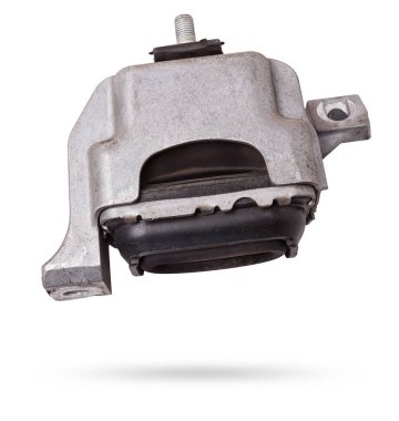 Metal parantez - bir fotoğraf stüdyosunun beyaz izole arka planında araba ögeleri monte etmek için kullanılan destek parçası ya da yapı. Bir araba servisinde yedek parça ya da satış.