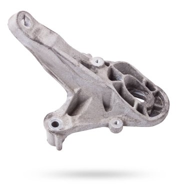 Metal bracket - a supporting part or structure used to mount car elements on a white isolated background in a photo studio. Spare parts for replacement or sale in a car service. clipart