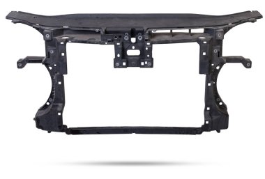 Arabanın ön paneli için plastik sertleştirici. Siyah gövde, tampon güçlendiricinin yedek parçası. Otomobil servisinde ya da garajda satılık ya da kurulum ekipmanları. Otomobil parçaları kataloğu.