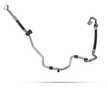 Soğutucu sağlamak için klima hortumu ya da beyaz izole bir zemin üzerinde soğutma havası ya da ısıtılmış araba ve kamyonlar için yağ sağlamak için. Otomatik parçalar kataloğu.