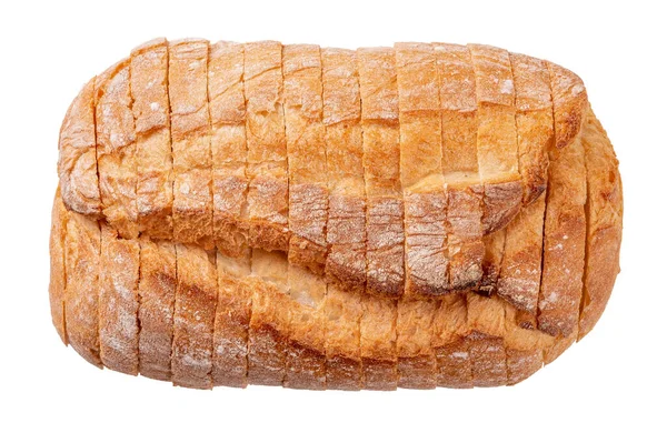 Krojony Bochenek Pełnoziarnistego Chleba Biały Chleb Pszenny Pokrojony Plasterki Izolowane — Zdjęcie stockowe