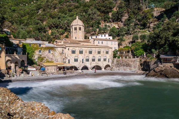 Forntida San Fruttuoso Kloster Den Lilla Samename Byn Den Italienska — Stockfoto