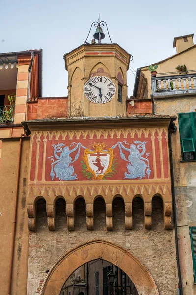 Puerta Porta Testa Acceso Casco Antiguo Finalborgo Antiguo Pueblo Liguria —  Fotos de Stock