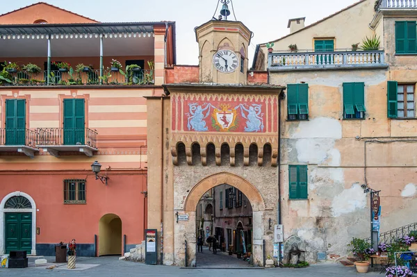 Portão Porta Testa Acesso Cidade Velha Finalborgo Antiga Aldeia Ligúria — Fotografia de Stock