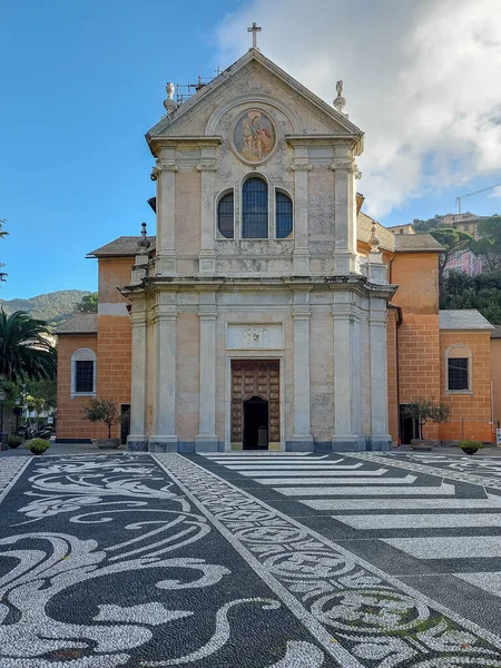 Huvudkyrkan Zoagli Byn Den Italienska Rivieran Nära Chiavari — Stockfoto