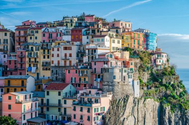 Townscape of Manarola, beautiful village in the Cinque Terre, an Unesco World Heritage Site in Italy