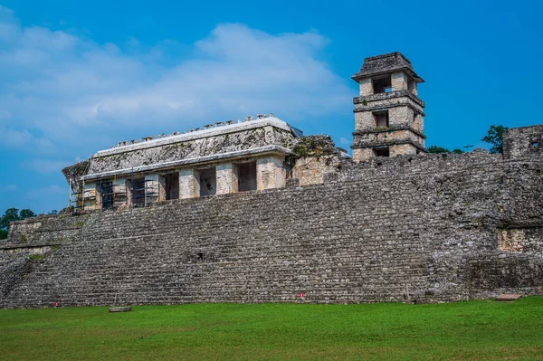 Ősi Maya Romok Palenque Régészeti Lelőhelyén Chiapasban Mexikó Egyik Legfontosabb — Stock Fotó