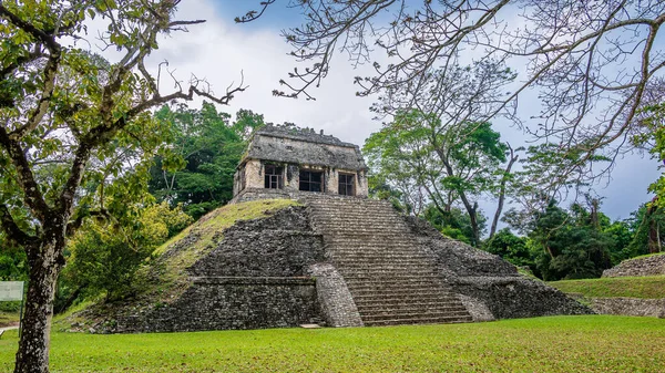 Starożytne Ruiny Majów Archeologicznym Miejscu Palenque Chiapas Jednym Najważniejszych Miejsc — Zdjęcie stockowe