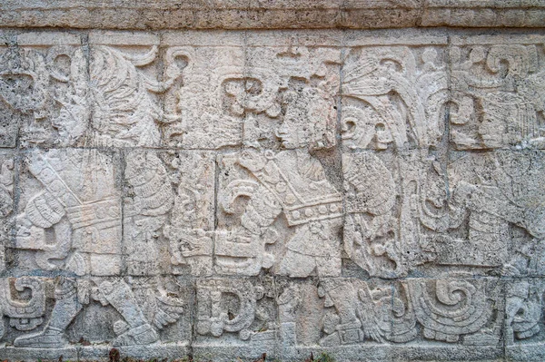 Maya Bas Ανάγλυφα Στον Αρχαιολογικό Χώρο Του Chichen Itza Ένα — Φωτογραφία Αρχείου
